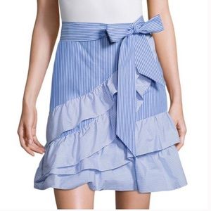 Parker Lambert Bow-Tie Striped Poplin Skirt
